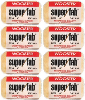 Wooster Genuine 4" Super/Fab 3/8" Nap Roller Cover 8-Pack, R239-4-8PK