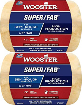 Wooster Genuine 4" Super/Fab 1/2" Nap Roller Cover 2-Pack, R240-4-2PK