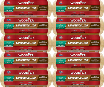 Wooster Genuine 9" Lambswool 100 3/4" Nap Roller Cover 10-Pack, R292-9-10PK