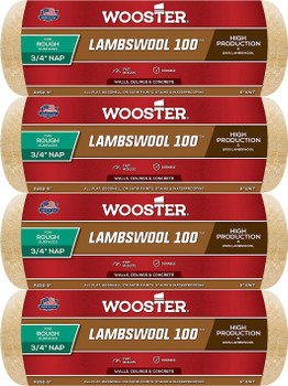 Wooster Genuine 9" Lambswool 100 3/4" Nap 4-Pack Roller Cover - R292-9-4PK