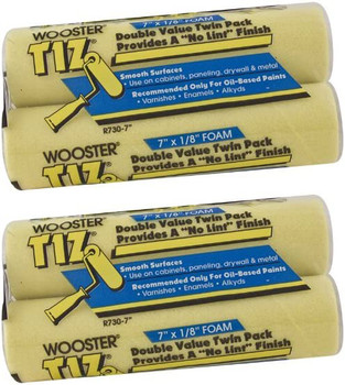 Wooster Genuine 7" Tiz 2 Sets Of 2-Pack Foam Roller Cover - R730-7-2PK