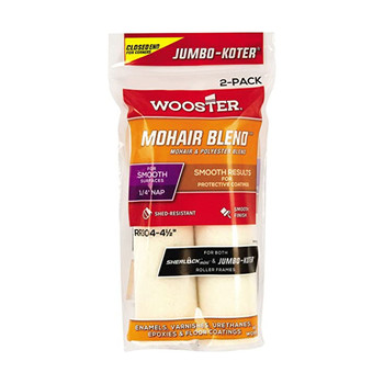 Wooster 4.5" Jumbo-Koter Mohair Blend 1/4" Nap Closed-End 2-Pack Roller Cover # RR304-4.5