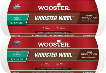 Wooster Genuine 9" Wooster Wool 3/4" Nap Roller Cover 2-Pack, RR633-9-2PK