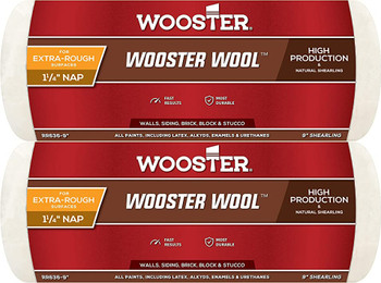 Wooster Genuine 9" Wooster Wool 1¼" Nap Roller Cover 2-Pack, RR636-9-2PK