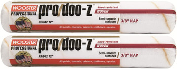 Wooster Genuine 12" Pro/Doo-Z 3/8" Nap Roller Cover 2-Pack, RR642-12-2PK