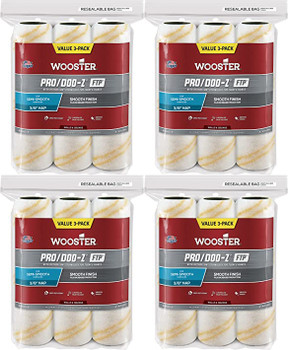 Wooster Genuine 9" Pro/Doo-Z FTP 3/8" Nap 4 Sets Of 3-Pack Roller Cover # RR663-9-4PK