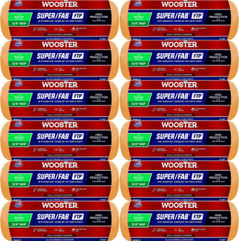 Wooster Genuine 9" Super/Fab FTP 3/4" Nap Roller Cover 12-Pack, RR925-9-12PK