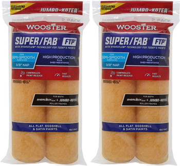 Wooster 6.5" Jumbo-Koter Super/Fab FTP 3/8" Nap Closed-End 2 Sets Of 2-Pack Roller Cover # RR981-6.5-2PK