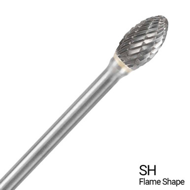1/8" X 1/4" Double Cut Flame Shape Mini Bur Bit SH41 (Qty. 1)