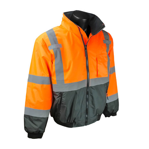 Radians SJ110B Class 3 Two-in-One High Visibility Bomber Safety Jacket, Orange/Black Bottom