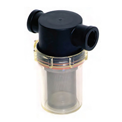 TerreMax Black Poly Top w/ Clear Nylon Bowl In-Line 1/2 in. T-Strainer