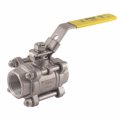 Jomar Valves TS-1001N 3-Piece 4 Bolt Swing Out Body Full Port Stainless Steel Ball Valve - Threaded Connection, 1000 PSI