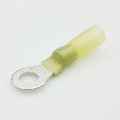 Yellow Weatherproof Terminal Ring, AWG 12-10, 1/4" Stud 110971 (7/Pack, 6 Packs)