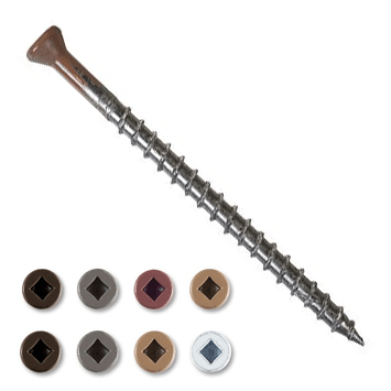Simpson Strong Tie #7 x 2-1/2" Trim Head Collated Decking Screws, 305 Stainless Steel, Square Drive, Sharp Point Brown 05 (1000/Pkg) #DTH212S305BR05