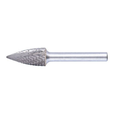 Pferd Carbide Tree/Pointed Shaped Bur Bit, 3/8"Dia. x 3/4"L Cut, 3R Double Cut, 1/EA, #22294