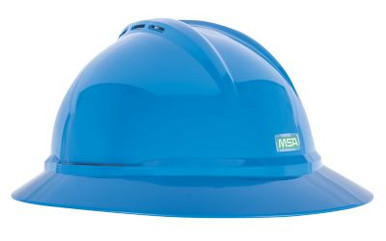 MSA V-Gard 500 Vented Protective Hats, 4 Point Fas-Trac III, Vented, Blue, 1/EA, #10167912