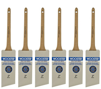Wooster 2" Pro Classic White China Bristle Thin Angle Sash Paintbrush 6-Pack # Z1216-2-6PK