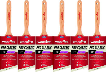 Wooster Genuine 3" Pro Classic White China Bristle Angle Sash Paintbrush 6-Pack # Z1222-3-6PK