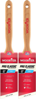 Wooster Genuine 2" Pro Classic Black China Bristle Angle Sash Paintbrush 2-Pack # Z1293-2-2PK