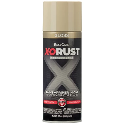 X-O Rust Anti-Rust Enamel Spray Paint & Primer, Almond Gloss, 12 oz.