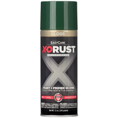 X-O Rust Anti-Rust Enamel Spray Paint & Primer, Hunter Green Gloss, 12 oz.