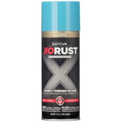 X-O Rust Anti-Rust Enamel Spray Paint & Primer, Light Blue Gloss, 12 oz.