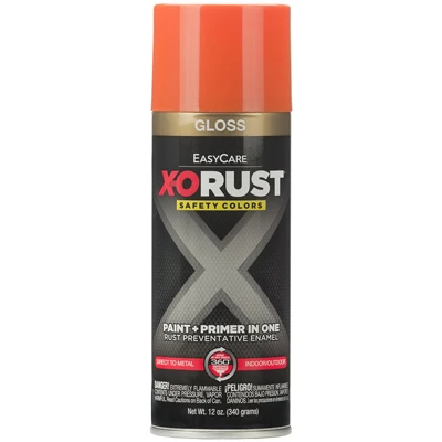 X-O Rust Anti-Rust Enamel Spray Paint & Primer, Safety Orange Gloss, 12 oz.