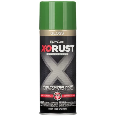X-O Rust Anti-Rust Enamel Spray Paint & Primer, Medium Green Gloss, 12 oz.