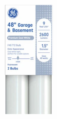 Garage & Basement Fluorescent Bulb, 40 Watt, 2-Pk.