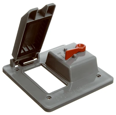 GFCI & Toggle Switch Box Cover, PVC, 2 Gang
