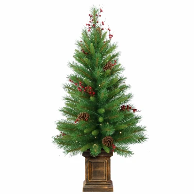 Woodland Berry Artificial Entrance Tree, 50 Clear Lights, 4-Ft.
