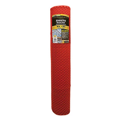 Barrier Fence, Diamond-Grid Plastic, 4 x 50-Ft.