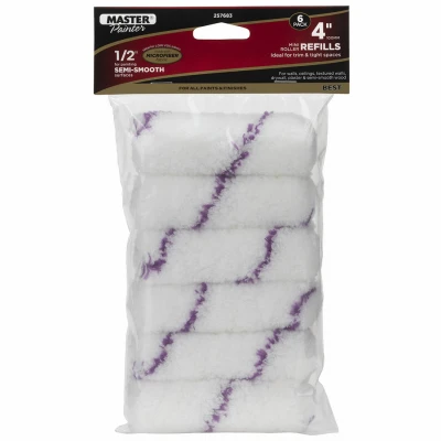 Microfiber Mini Paint Roller Cover, 4 x 1/2-In. Nap, 6-Pk.
