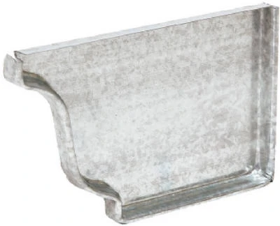 Right End Gutter Cap, Mill Finish Galvanized Steel, 5 In.