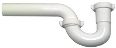 Wall Drain P Trap, White Plastic, 1-1/4 or 1-1/2 In. O.D.