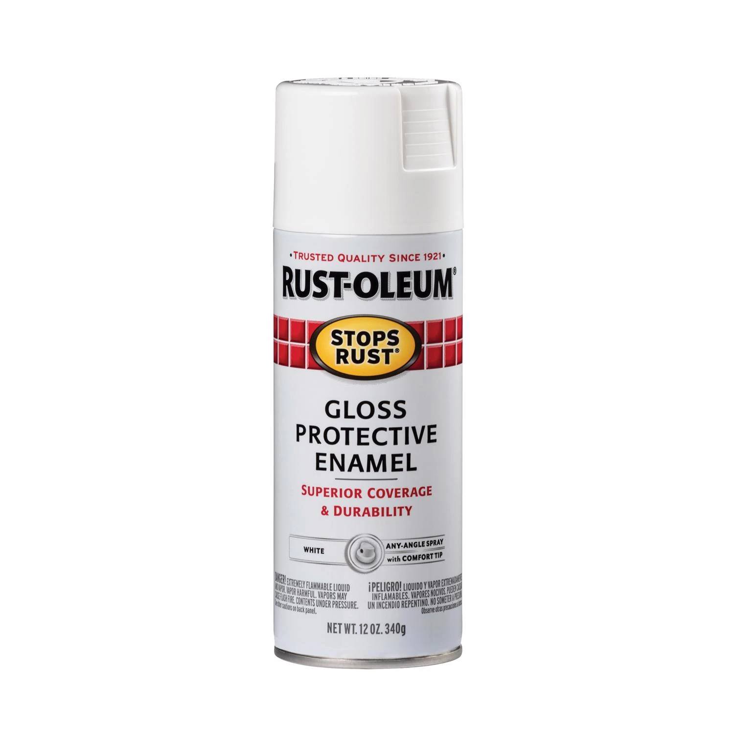 Stops Rust Spray Enamel, White Gloss, 12 oz.