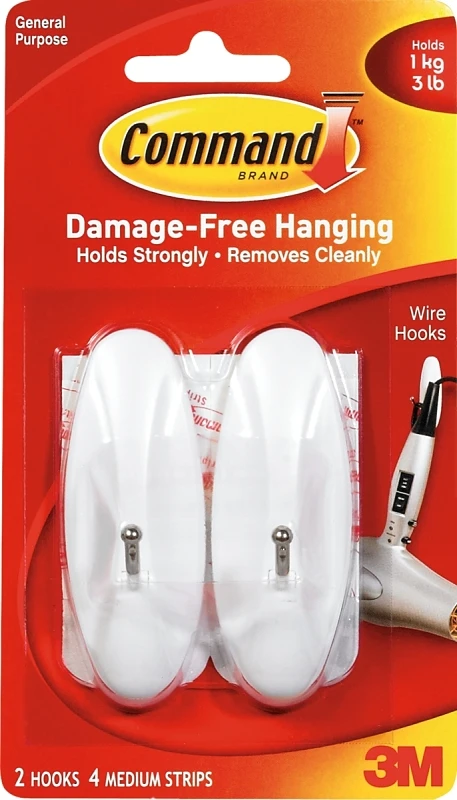 Medium Wire Hook, 1 x 3 x 1.5 In.