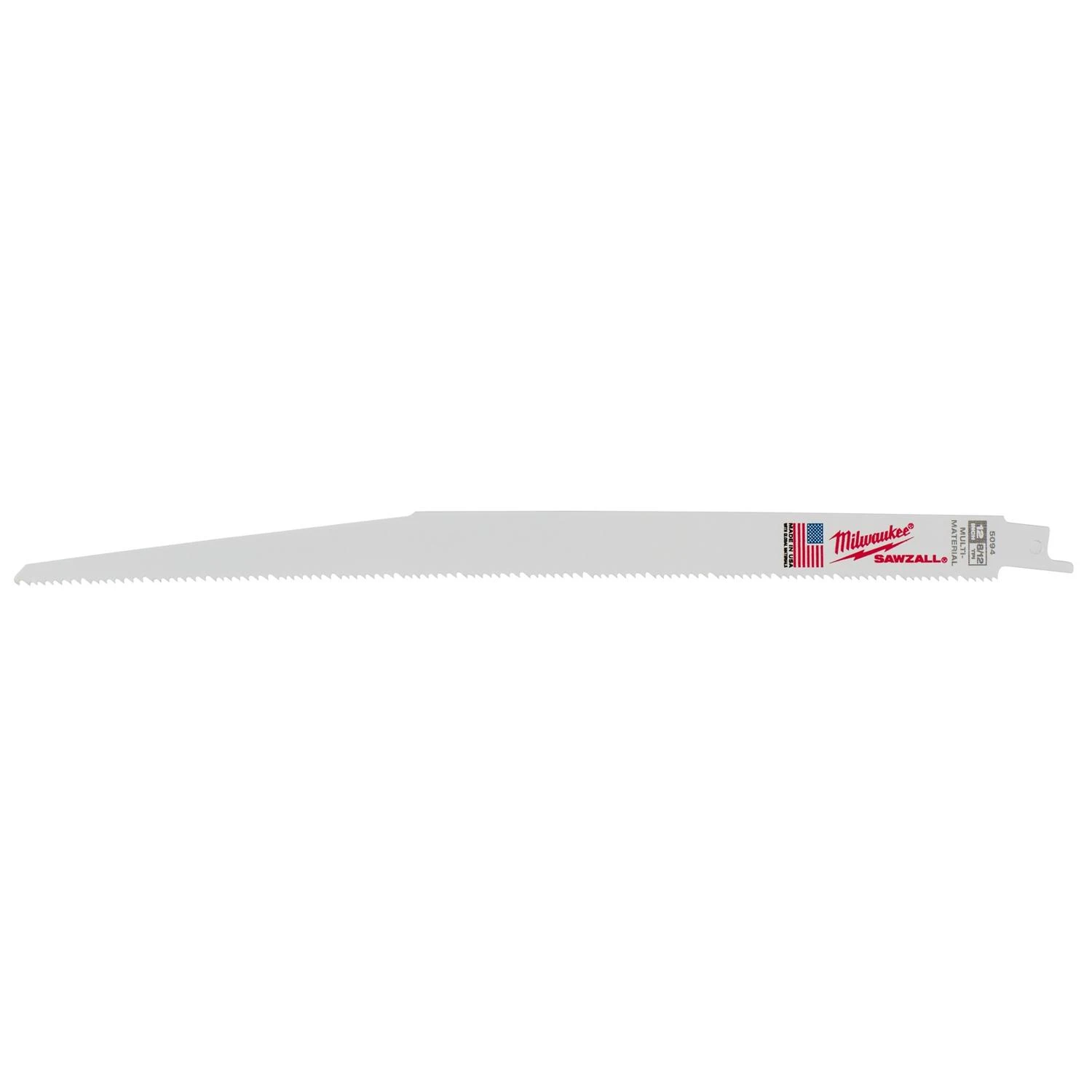 Reciprocating Saw Blades, Bi-Metal, 8/12 TPI, 12 In., 5-Pk.