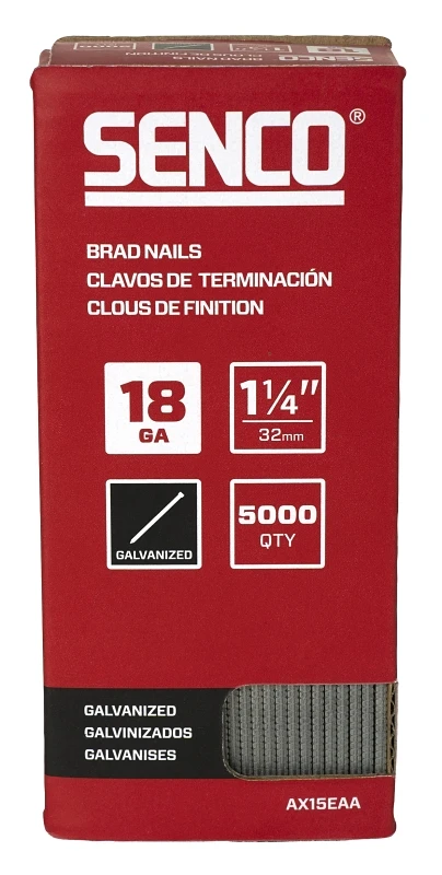Straight Collation Brad Nails, Galvanized, Medium Head, 18 Gauge, 1.25-In., 5,000-Ct.