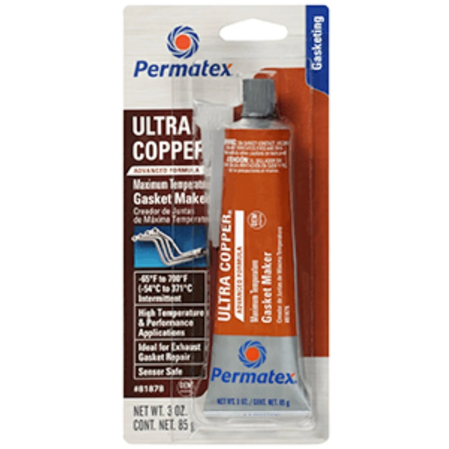Ultra Copper RTV Silicone Gasket Maker, 3 oz.