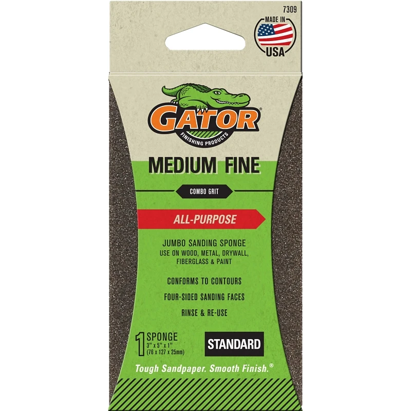 Jumbo Sanding Sponge, Fine/Medium 100/60 Grit, 3 x 5-In.