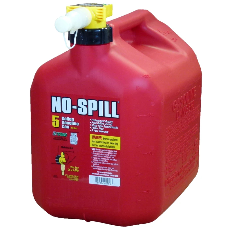 5 Gallon Plastic Gasoline Fuel Can With Thumb-controlled Spout