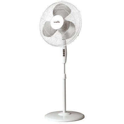 16-inch Oscillating Stand Fan With 3 Speed Settings, White