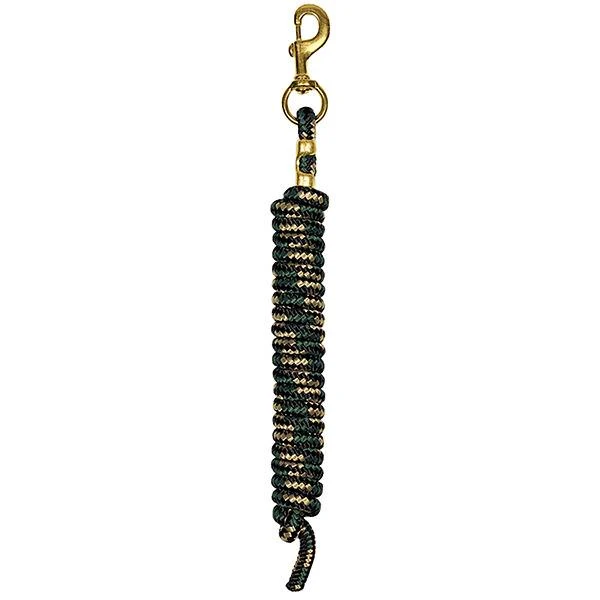 Horse Lead Rope, Black, Green & Tan Poly, 10 Ft.