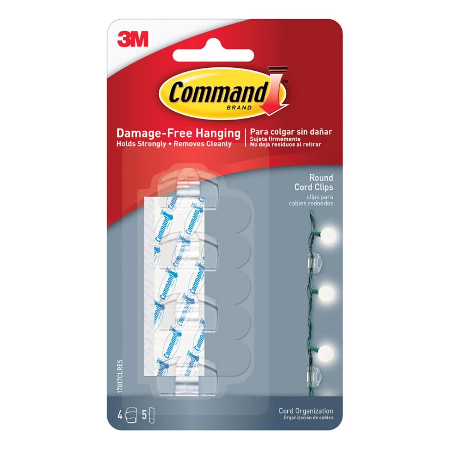 Round Cord Clips w/ Clear Adhesive Strips