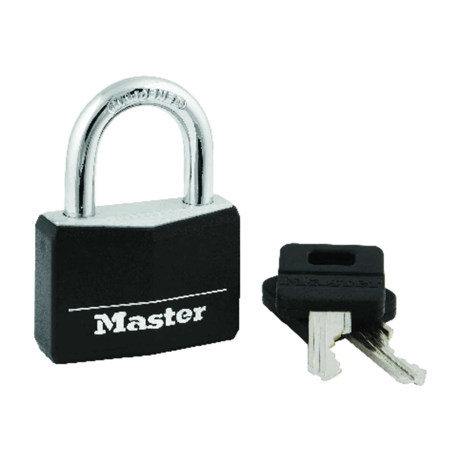 1-9/16-In. Solid-Aluminum KeyedPadlock, Black Covered Keyhead