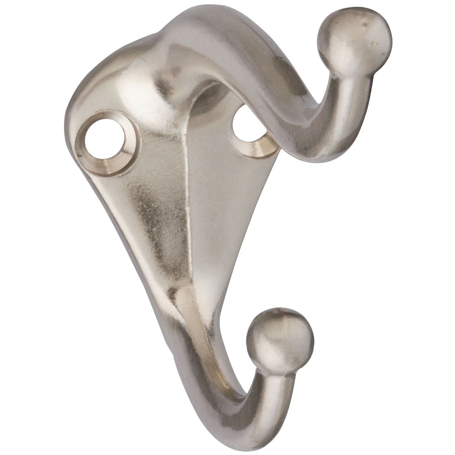 Coat & Hat Hook With Ball Tip, Die-Cast Zinc With Satin Nickel Finish
