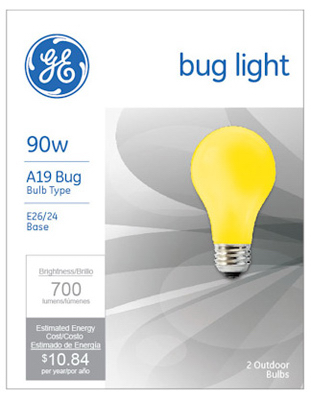 Yellow Bug Light Bulbs, 2-Pk., 90 Watt