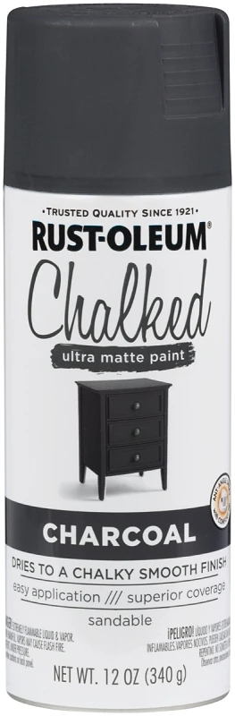 Spray Paint, Chalked Ultra Matte Finish, Charcoal, 12-oz.