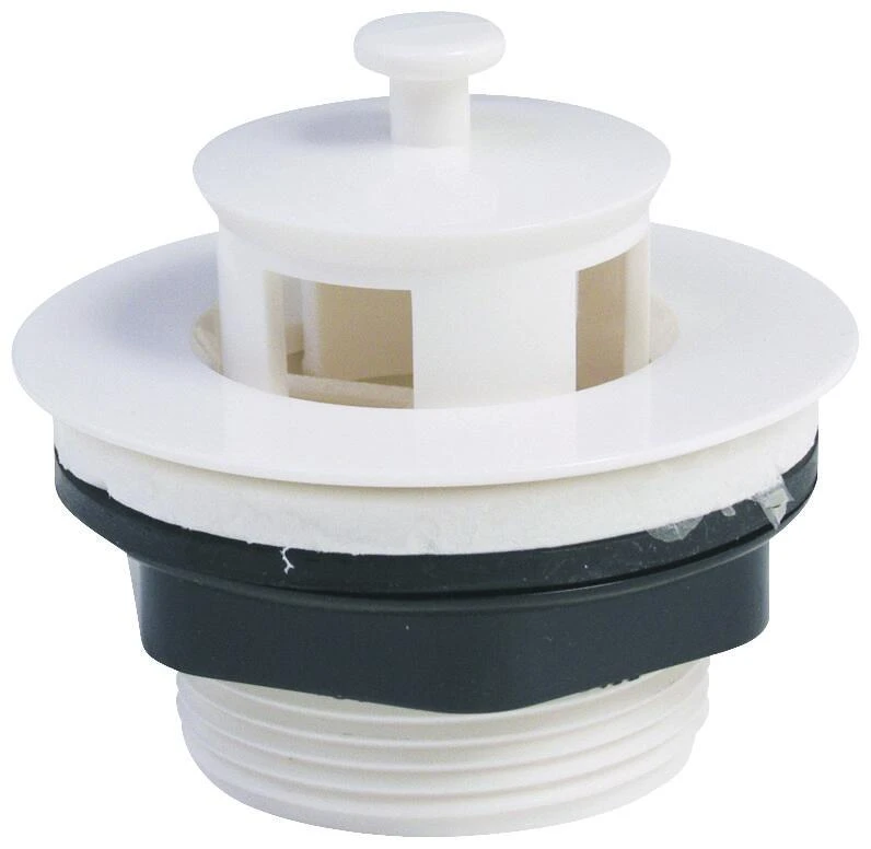 RV Pop-Up Bathtub Stopper, White Plastic, 1.5 In.